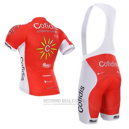 2015 Fahrradbekleidung Cofidis Rot Trikot Kurzarm und Tragerhose